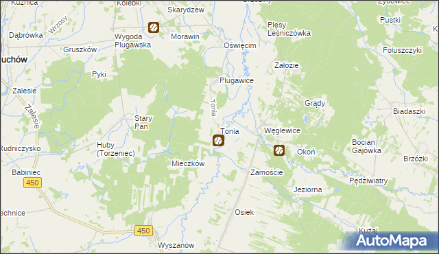 mapa Tonia gmina Doruchów, Tonia gmina Doruchów na mapie Targeo