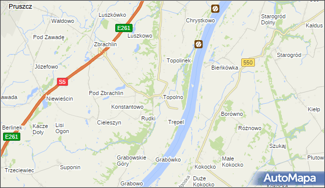 mapa Topolno, Topolno na mapie Targeo