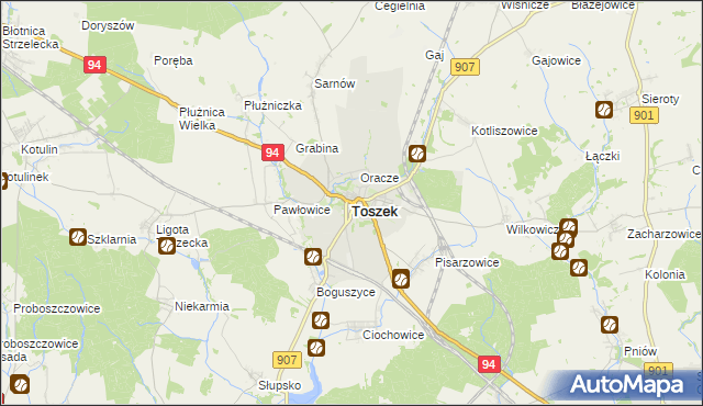 mapa Toszek, Toszek na mapie Targeo