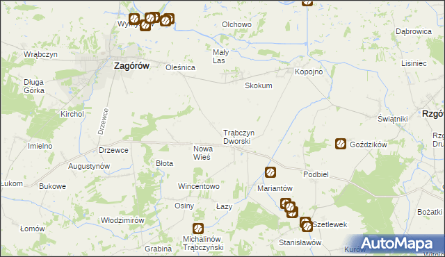 mapa Trąbczyn Dworski, Trąbczyn Dworski na mapie Targeo