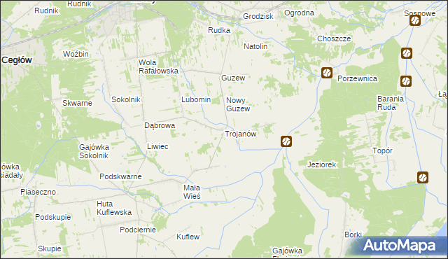 mapa Trojanów gmina Mrozy, Trojanów gmina Mrozy na mapie Targeo