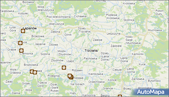 mapa Trzciana powiat bocheński, Trzciana powiat bocheński na mapie Targeo