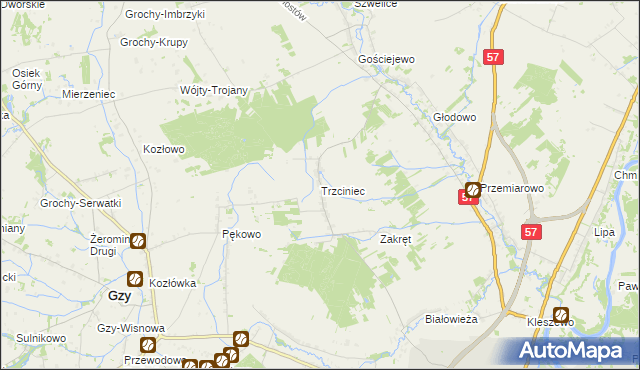 mapa Trzciniec gmina Pułtusk, Trzciniec gmina Pułtusk na mapie Targeo