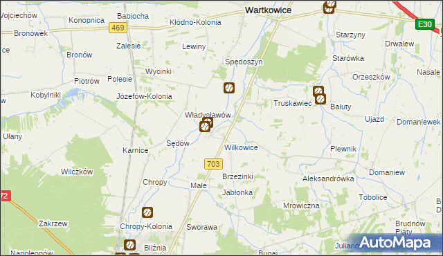 mapa Tur gmina Wartkowice, Tur gmina Wartkowice na mapie Targeo