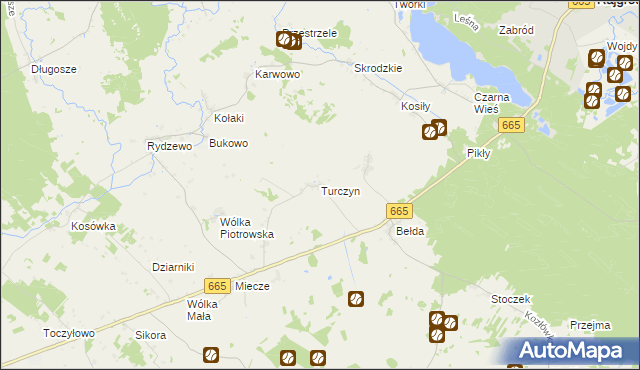 mapa Turczyn gmina Rajgród, Turczyn gmina Rajgród na mapie Targeo