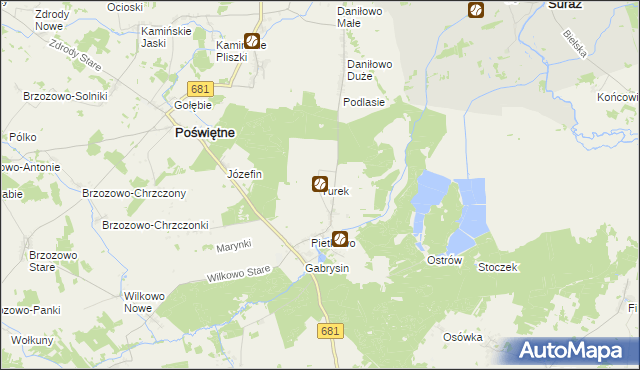 mapa Turek gmina Poświętne, Turek gmina Poświętne na mapie Targeo