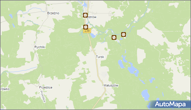 mapa Tursk gmina Sulęcin, Tursk gmina Sulęcin na mapie Targeo