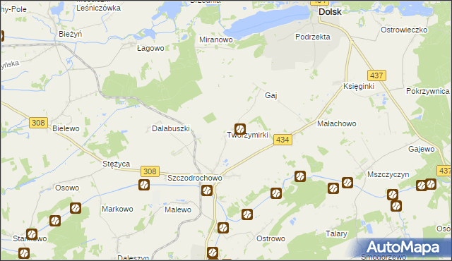 mapa Tworzymirki gmina Gostyń, Tworzymirki gmina Gostyń na mapie Targeo