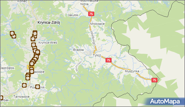 mapa Tylicz, Tylicz na mapie Targeo