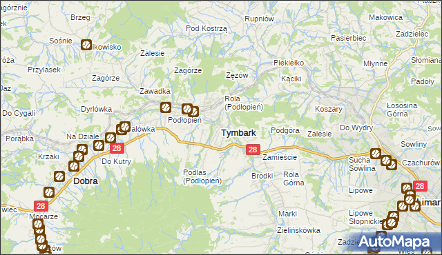 mapa Tymbark, Tymbark na mapie Targeo