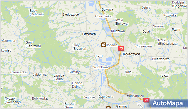 mapa Ujazd gmina Brzyska, Ujazd gmina Brzyska na mapie Targeo
