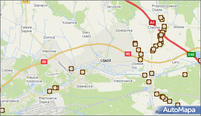 mapa Ujazd powiat strzelecki, Ujazd powiat strzelecki na mapie Targeo