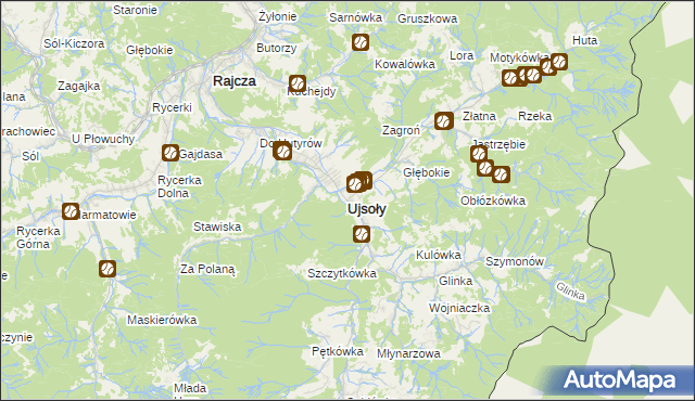 mapa Ujsoły, Ujsoły na mapie Targeo