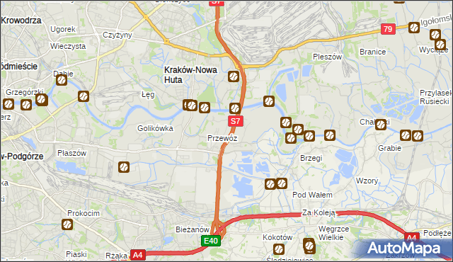 mapa Ulica gmina Kraków, Ulica gmina Kraków na mapie Targeo