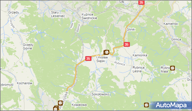 mapa Unisław Śląski, Unisław Śląski na mapie Targeo