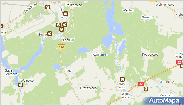 mapa Wąchabno, Wąchabno na mapie Targeo