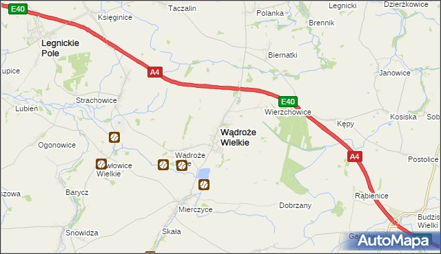 mapa Wądroże Wielkie, Wądroże Wielkie na mapie Targeo