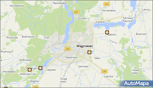 mapa Wągrowiec, Wągrowiec na mapie Targeo