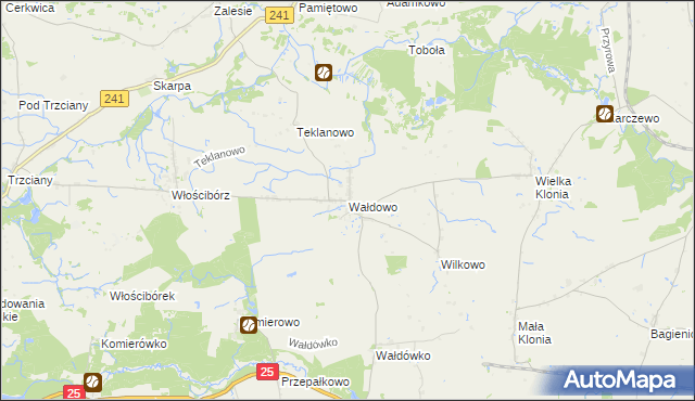 mapa Wałdowo gmina Sępólno Krajeńskie, Wałdowo gmina Sępólno Krajeńskie na mapie Targeo