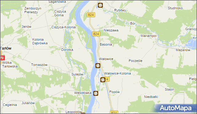 mapa Wałowice gmina Józefów nad Wisłą, Wałowice gmina Józefów nad Wisłą na mapie Targeo