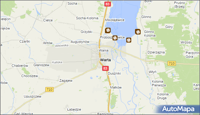 mapa Warta powiat sieradzki, Warta powiat sieradzki na mapie Targeo