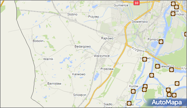 mapa Warzymice, Warzymice na mapie Targeo