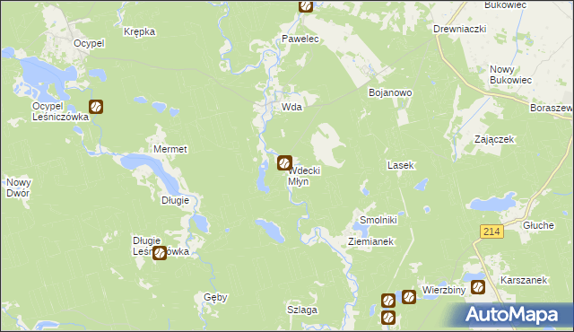 mapa Wdecki Młyn, Wdecki Młyn na mapie Targeo