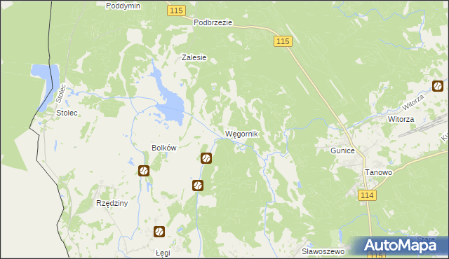 mapa Węgornik, Węgornik na mapie Targeo