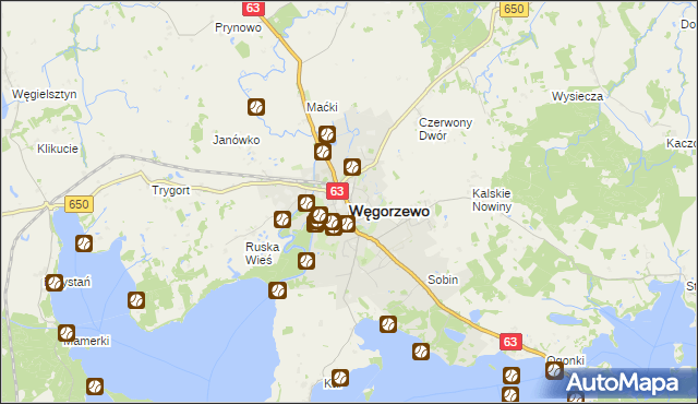 mapa Węgorzewo, Węgorzewo na mapie Targeo