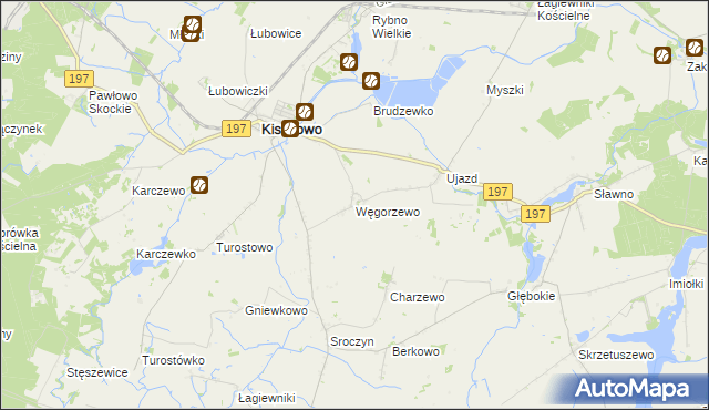 mapa Węgorzewo gmina Kiszkowo, Węgorzewo gmina Kiszkowo na mapie Targeo