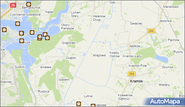 mapa Wiązowa gmina Kramsk, Wiązowa gmina Kramsk na mapie Targeo