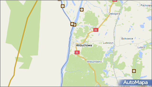 mapa Widuchowa powiat gryfiński, Widuchowa powiat gryfiński na mapie Targeo