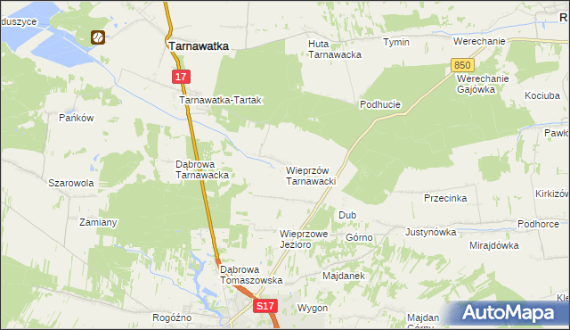 mapa Wieprzów Tarnawacki, Wieprzów Tarnawacki na mapie Targeo