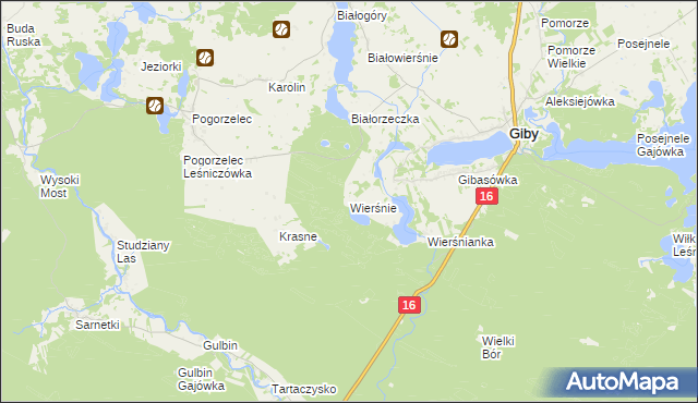 mapa Wierśnie, Wierśnie na mapie Targeo