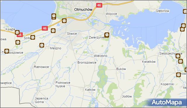 mapa Wierzbno gmina Otmuchów, Wierzbno gmina Otmuchów na mapie Targeo