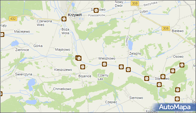 mapa Wieszkowo, Wieszkowo na mapie Targeo