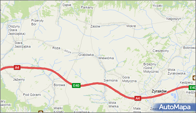 mapa Wiewiórka gmina Żyraków, Wiewiórka gmina Żyraków na mapie Targeo