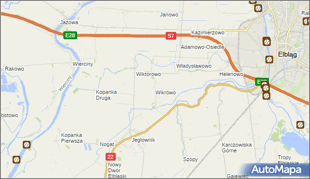 mapa Wikrowo gmina Gronowo Elbląskie, Wikrowo gmina Gronowo Elbląskie na mapie Targeo