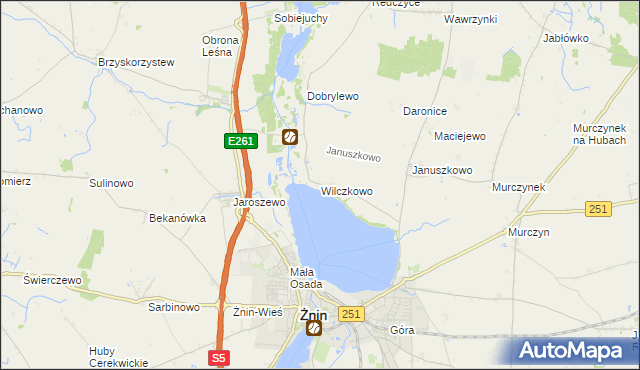 mapa Wilczkowo gmina Żnin, Wilczkowo gmina Żnin na mapie Targeo