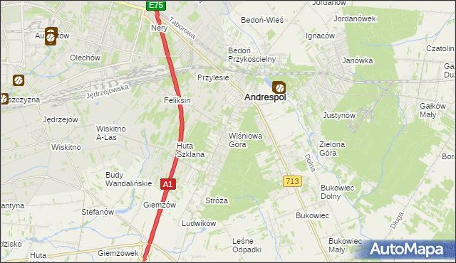 mapa Wiśniowa Góra, Wiśniowa Góra na mapie Targeo