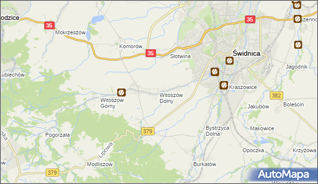 mapa Witoszów Dolny, Witoszów Dolny na mapie Targeo