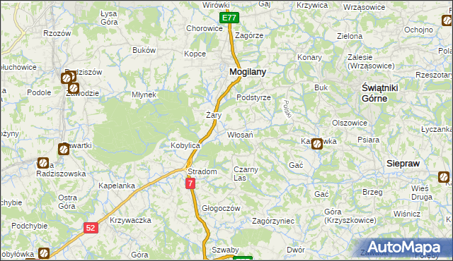 mapa Włosań, Włosań na mapie Targeo