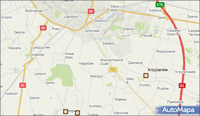 mapa Wojciechowice Duże, Wojciechowice Duże na mapie Targeo