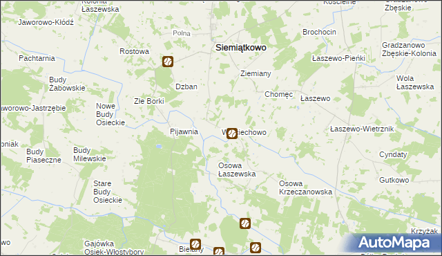 mapa Wojciechowo gmina Siemiątkowo, Wojciechowo gmina Siemiątkowo na mapie Targeo