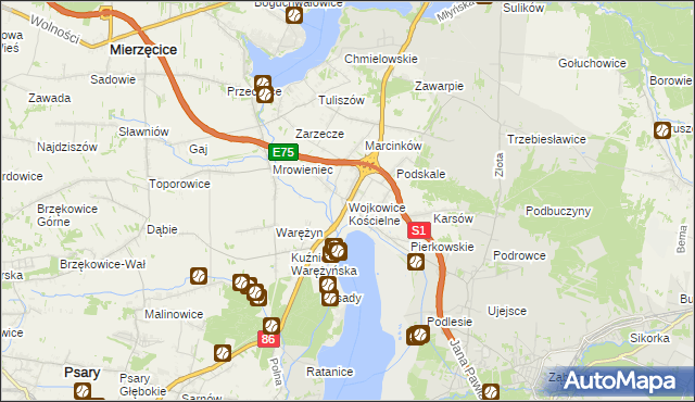 mapa Wojkowice Kościelne, Wojkowice Kościelne na mapie Targeo