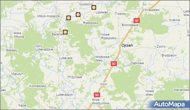 mapa Wojtkowa Wieś, Wojtkowa Wieś na mapie Targeo