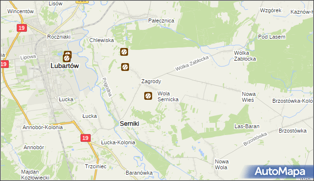 mapa Wola Sernicka, Wola Sernicka na mapie Targeo