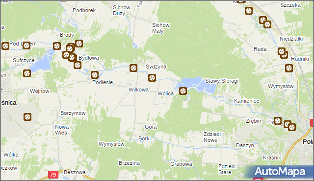 mapa Wolica gmina Łubnice, Wolica gmina Łubnice na mapie Targeo