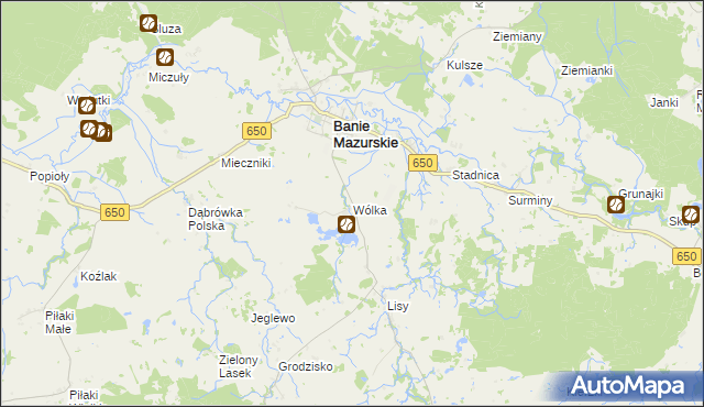 mapa Wólka gmina Banie Mazurskie, Wólka gmina Banie Mazurskie na mapie Targeo