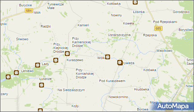 mapa Wólka gmina Czyże, Wólka gmina Czyże na mapie Targeo